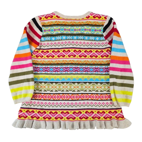 Hanna Andersson Girls Sweater Cardigan Size 100 | Colorful Fair Isle Stripe Knit - Picture 3 of 6